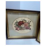 Two Vintage Floral Framed Art Prints 13' X 12'