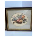 Two Vintage Floral Framed Art Prints 13' X 12'