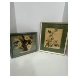 Two Art Deco Style Floral Framed Prints  10' X 12' and 14' X 12'
