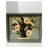Two Art Deco Style Floral Framed Prints  10' X 12' and 14' X 12'
