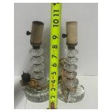 Pair of Vintage Glass Lamps Stacked Design