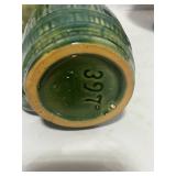 3 Vintage Green Pottery Pieces; McCoy Vase and Barrell Mug and Green Planter