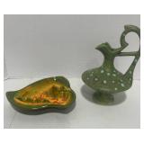 MCM Ashtray and Drip Glaze Art Pottery Pitcher
