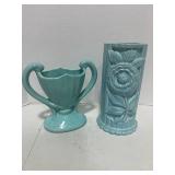 Vintage Double Handled Carmark Trophy Vase (Hairline) and 1940's Cameron Clay Zinnia Vase