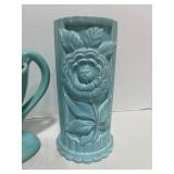 Vintage Double Handled Carmark Trophy Vase (Hairline) and 1940's Cameron Clay Zinnia Vase