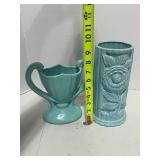 Vintage Double Handled Carmark Trophy Vase (Hairline) and 1940's Cameron Clay Zinnia Vase