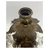 Vintage Candle Holders with Marble Base and Crystal Prisms