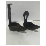 Antique Wrought Iron Cruise or Betty Whale Oil Lamps