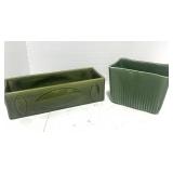 Vintage Haeger Green Planter and Green McCoy Planter