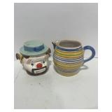 1940's Lipper and Mann Ceramic Clown Cookie Jar and Italian Pitcher