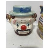 1940's Lipper and Mann Ceramic Clown Cookie Jar and Italian Pitcher