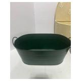 Two Tin Catch Alls and a Pottery Planter Base