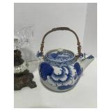 4 Misc. Pieces: Teapot, Trinket Dish, Compote and Glass Vase