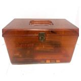Vintage Wil-Hold Wilson Amber Sewing Box with Contents