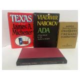 4 Books: Texas by Michener, Vladimir Nabokov Ada by Lolita, Engineers and Fireman's Examinations by Grahm and Lonesome Cities by McKuen