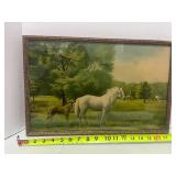Antique Framed Horse Print