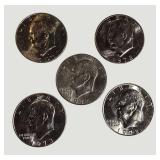 Vintage Eisenhower Dollar Coin Collection – 5 Coin Lot w/ Bicentennial Dollar
