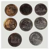 Vintage Las Vegas Casino Dollar Token Lot – 8 Tokens – Golden Nugget, MGM Grand, Aladdin & More