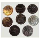 Vintage Las Vegas Casino Dollar Token Lot – 8 Tokens – Golden Nugget, MGM Grand, Aladdin & More