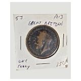 Vintage World Coin Collection Lot of 8 – Great Britain, Sweden & Early 1900s Coins