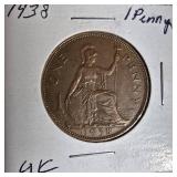Vintage Great Britain Penny Collection (1936–1967) – 7 Historic British Coins