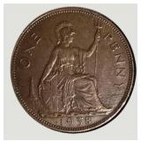 Vintage Great Britain Penny Collection (1936–1967) – 7 Historic British Coins