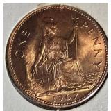 Vintage Great Britain Penny Collection (1936–1967) – 7 Historic British Coins