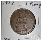Vintage Great Britain Penny Collection (1936–1967) – 7 Historic British Coins
