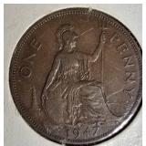 Vintage Great Britain Penny Collection (1936–1967) – 7 Historic British Coins