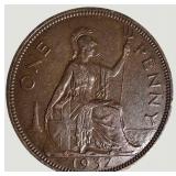 Vintage Great Britain Penny Coin Collection – 8 British Coins Featuring George V, George VI & Elizabeth II