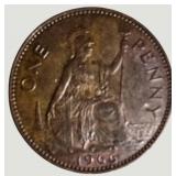 Vintage Great Britain Penny Coin Collection – 8 British Coins Featuring George V, George VI & Elizabeth II