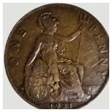 Vintage Great Britain Penny Coin Collection – 8 British Coins Featuring George V, George VI & Elizabeth II