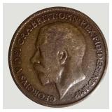 Vintage Great Britain Penny Coin Collection – 8 British Coins Featuring George V, George VI & Elizabeth II