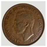 Vintage Great Britain Penny Coin Collection – 8 British Coins Featuring George V, George VI & Elizabeth II