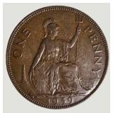 Vintage Great Britain Penny Coin Collection – 8 British Coins Featuring George V, George VI & Elizabeth II
