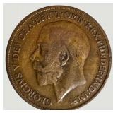 Vintage Great Britain Penny Coin Collection – 8 British Coins Featuring George V, George VI & Elizabeth II