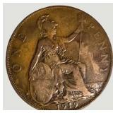 Vintage Great Britain Penny Coin Collection – 8 British Coins Featuring George V, George VI & Elizabeth II