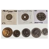 Vintage World Coin Collection – Philippines, France, Mauritius & British Commonwealth