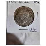 Vintage Canadian Silver Coin Collection – Half Dollar, Quarter & Dime