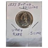 Vintage British Silver Coin Collection – 1887 Shilling & 1942 Half Crown