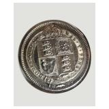 Vintage British Silver Coin Collection – 1887 Shilling & 1942 Half Crown