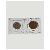 Lot of 2 Great Britain Coins – 1952 Threepence & 1964 Half Penny – Queen Elizabeth II