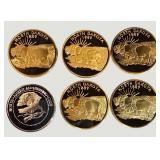 Lot of 6 North Dakota Commemorative Tokens & Medallions – Buffalo, Statehood & Wildlife Themes