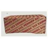 $25 Box of Lincoln Cents - 50 Penny Rolls Unsearched Coin Collection