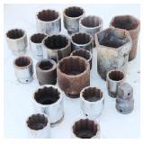 Lot Of Mixed Set of 12-point, 17 Large Sizes Drive Sockets
