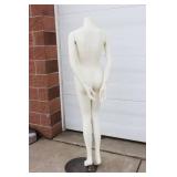 Adult Female Full-Body Headless Mannequin With Metal Base, For Displaying Clothing In Retail Environments. 
