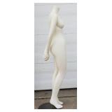 Adult Female Full-Body Headless Mannequin With Metal Base, For Displaying Clothing In Retail Environments. 