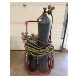 1 - Oxy Acetylene Welding Cart - Craftsman Regulators With Tanks, Hoses & Torch