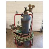 1 - Oxy Acetylene Welding Cart - Craftsman Regulators With Tanks, Hoses & Torch