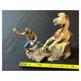 Collectible Figurines - Franklin Mint Native American Heritage Foundation Apache/Mustang (Lot of 2)